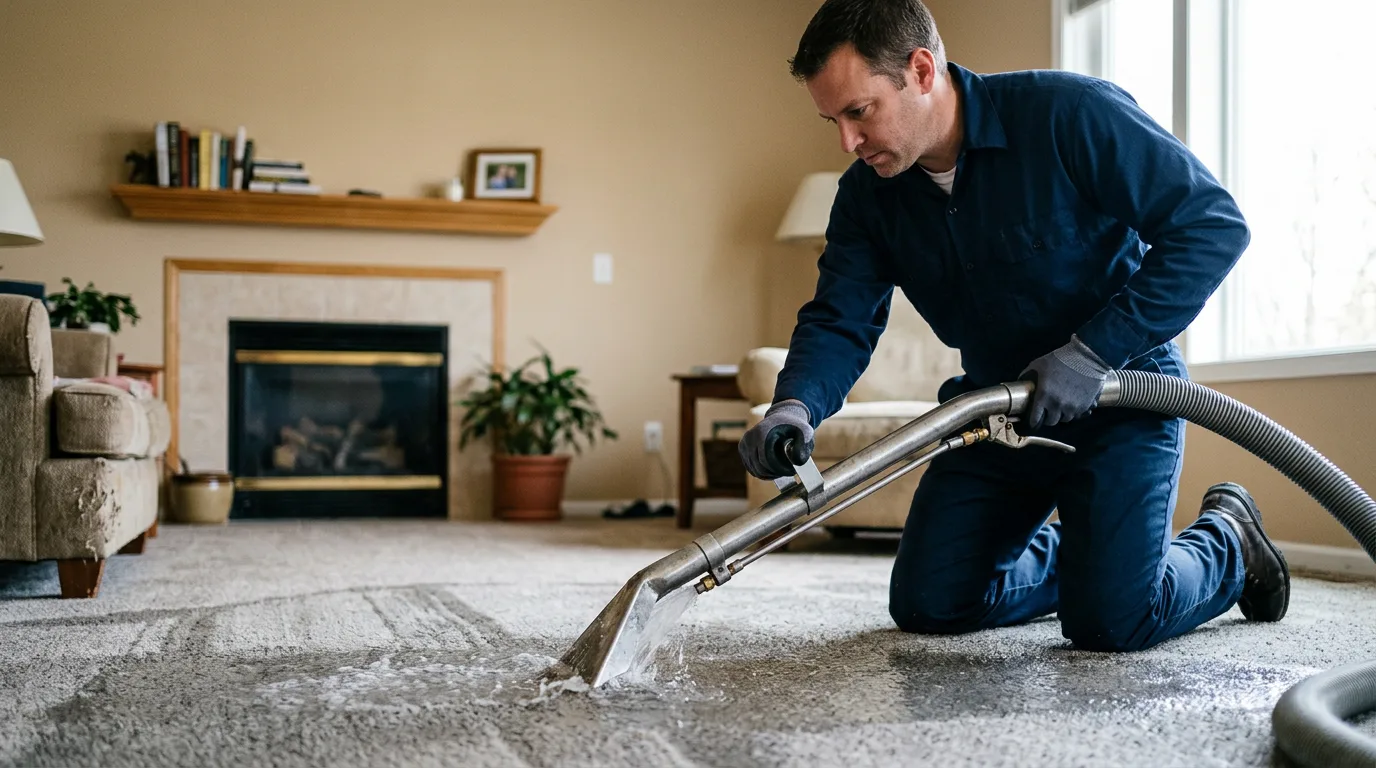 Water damage restoration technician working near Clinton, NJ
